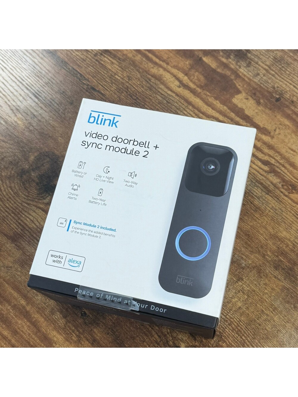 Blink Video Doorbell + Sync Module 2 Black New Sealed Works with Alexa